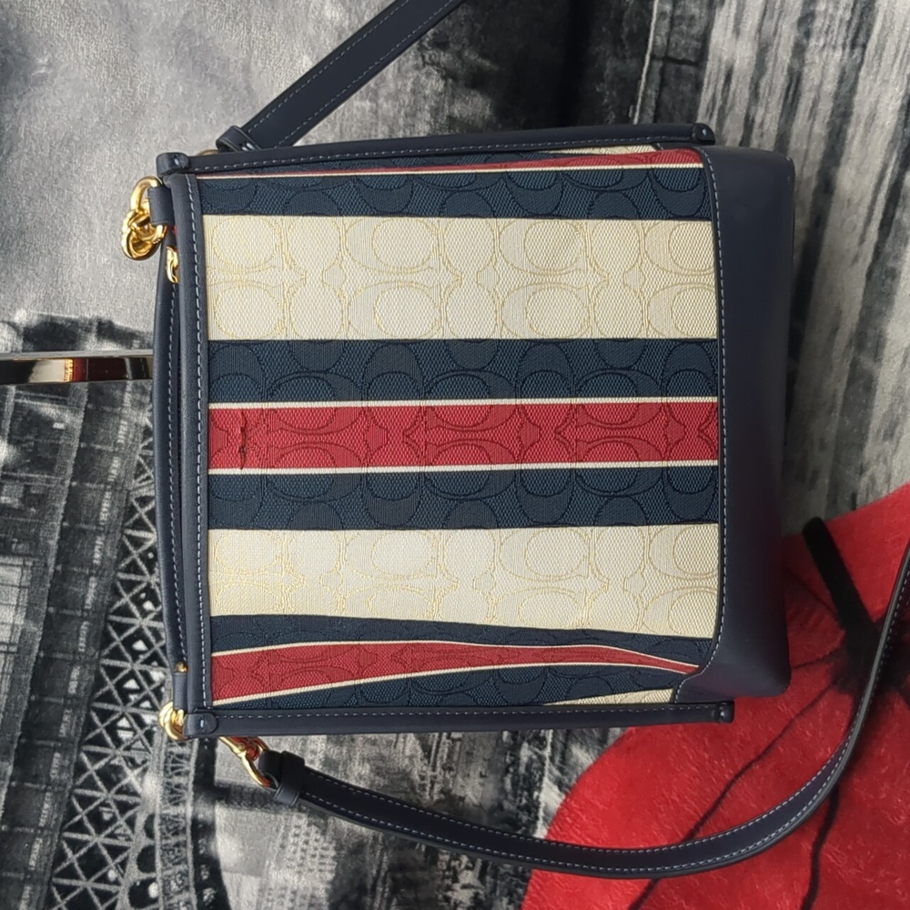 Coach Mollie Bucket Bag 22 In Signature Jacquard With Steipes - Picture 5 of 16